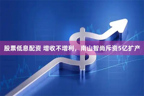 股票低息配资 增收不增利，南山智尚斥资5亿扩产